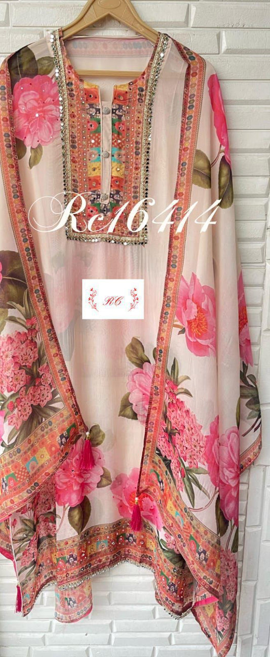 Organza semi stitched ladies suit Rc16414