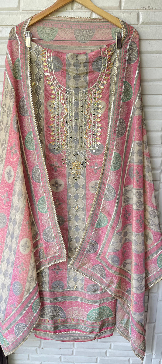 Shimmer tassar silk unstitched ladies suit Rc17679 (b)