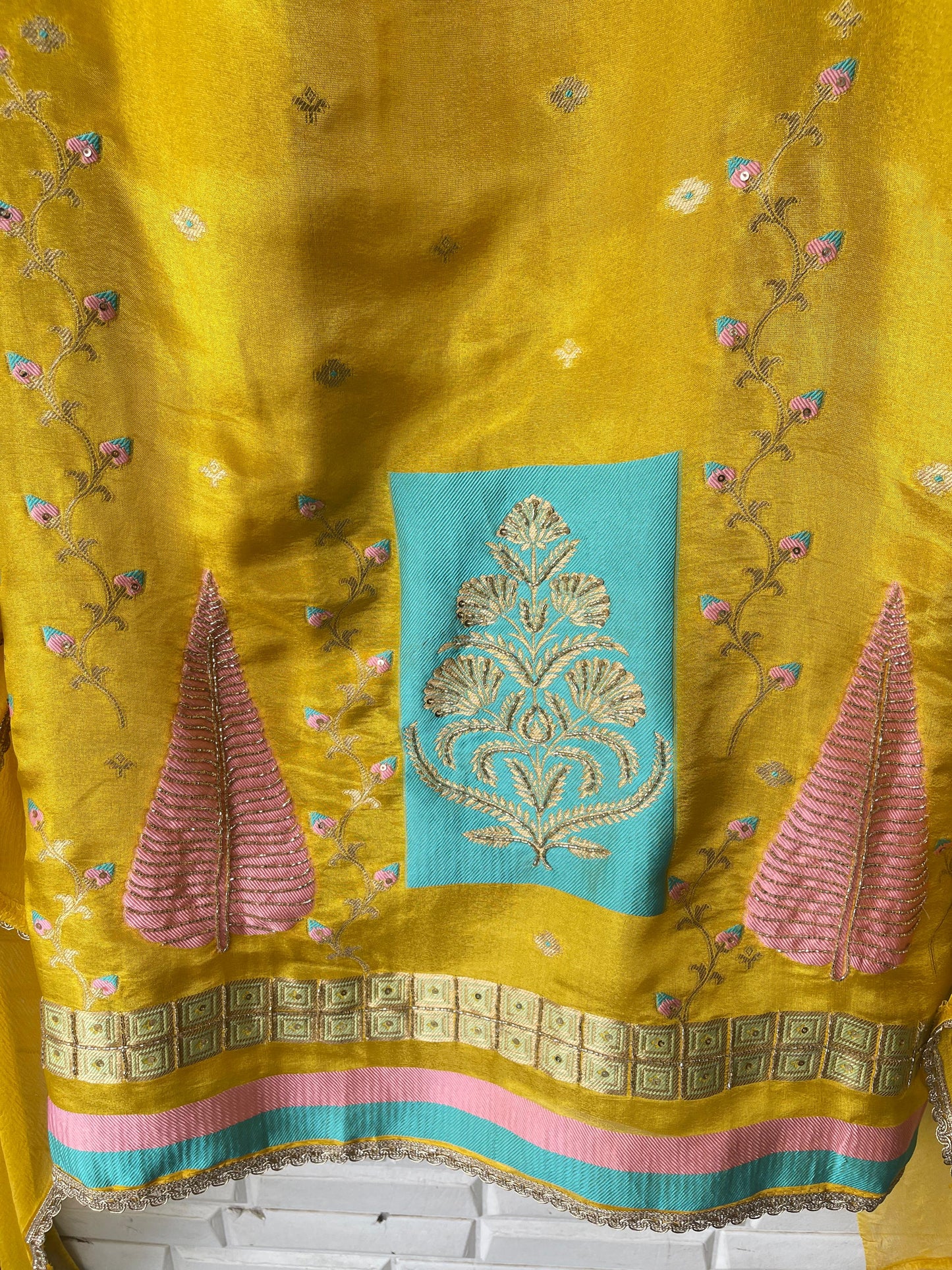 Banarasi shimmer silk unstitched ladies suit Rc17527