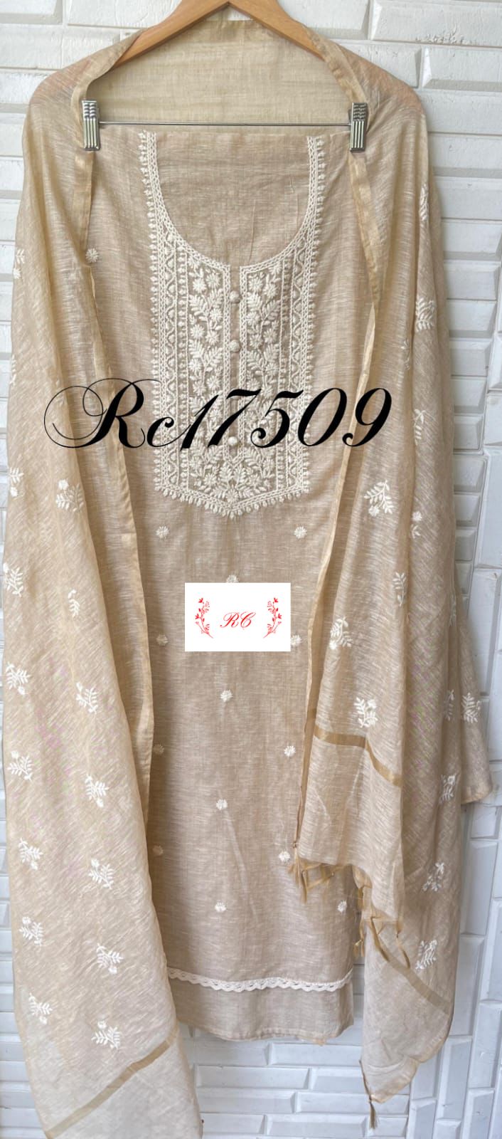 Cotton linen unstitched ladies suit Rc17509