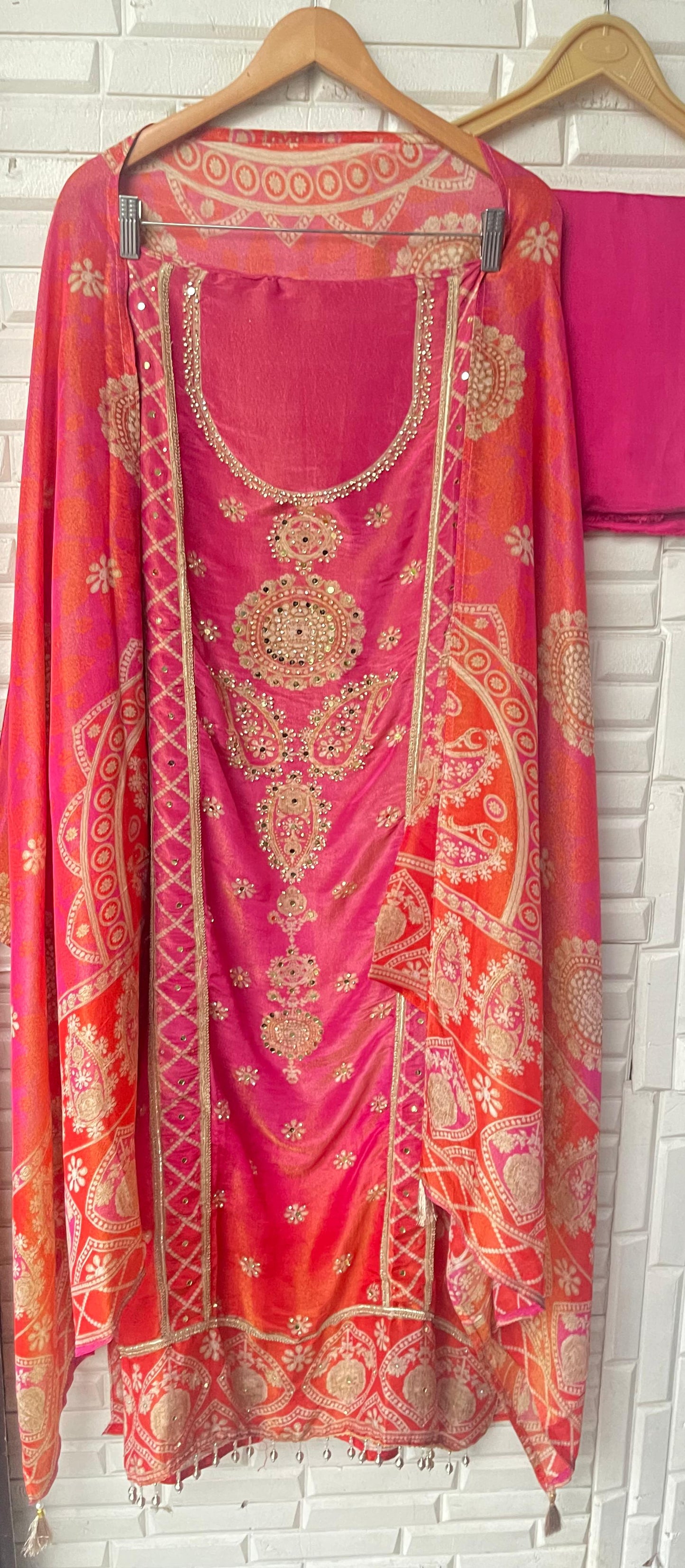 Shimmer silk unstitched ladies suit Rc17776