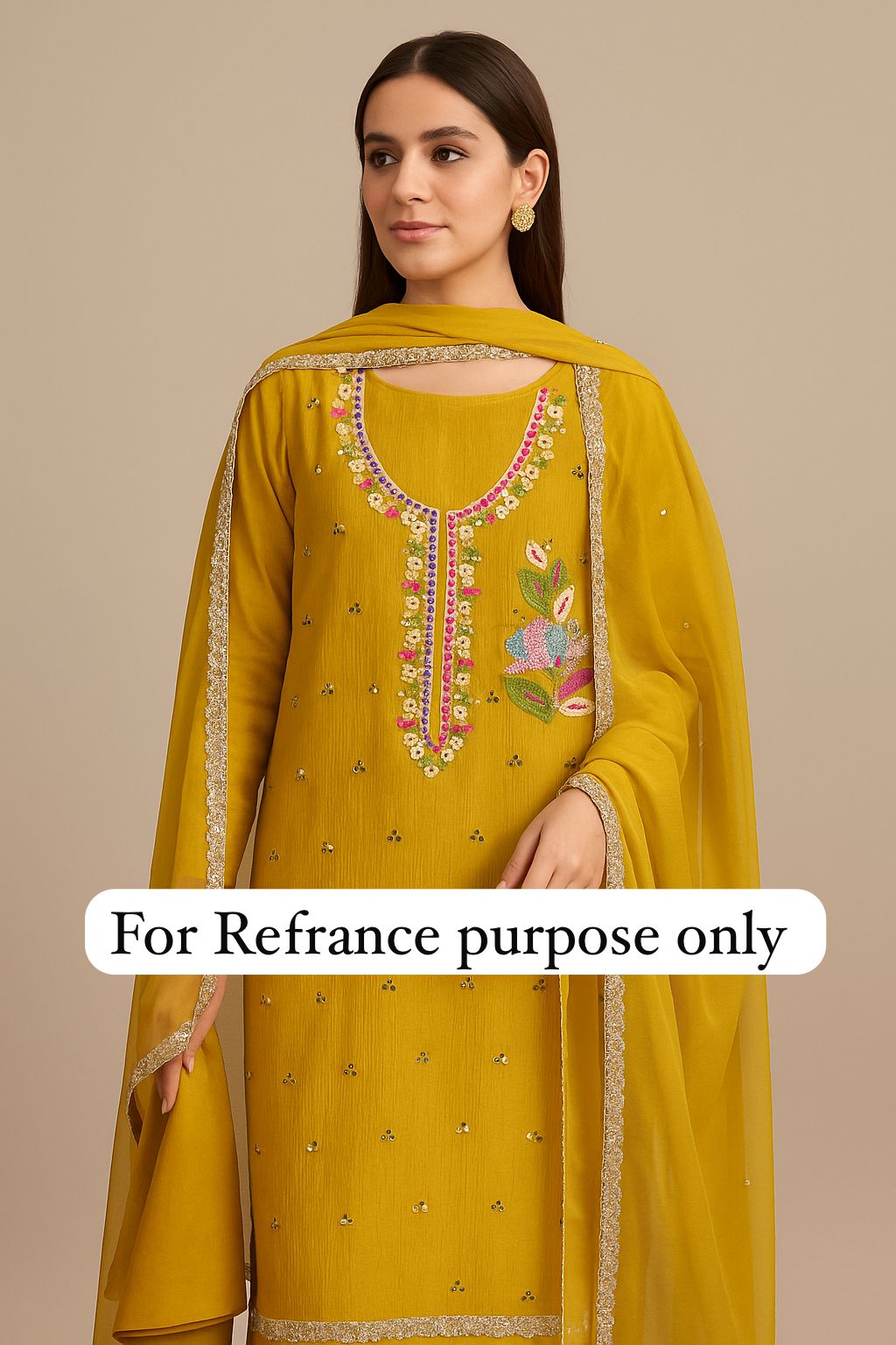 Crushed shimmer tissue unstitched ladies suit Rc17636