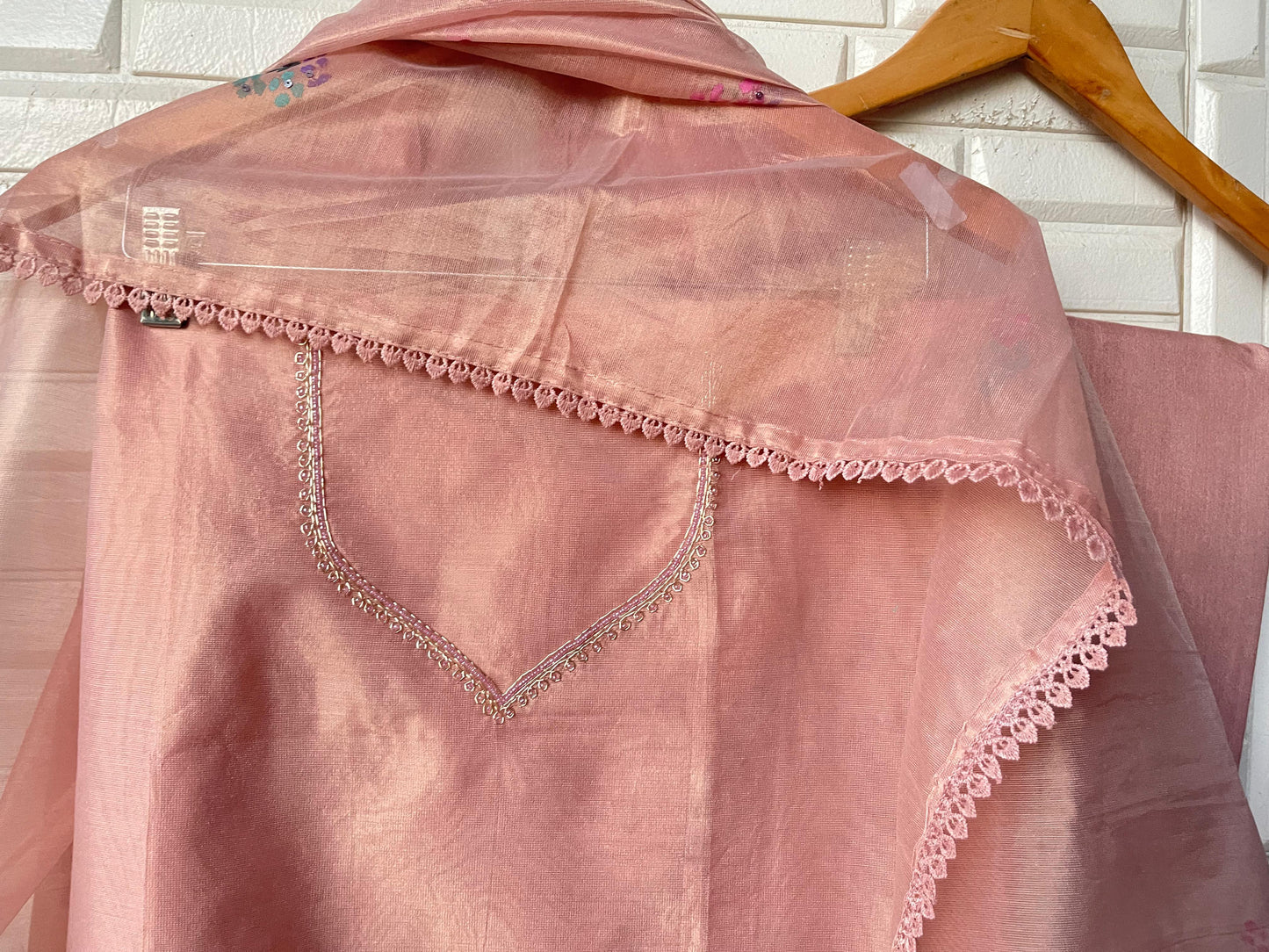 Shimmer silk organza unstitched ladies suit Rc17806