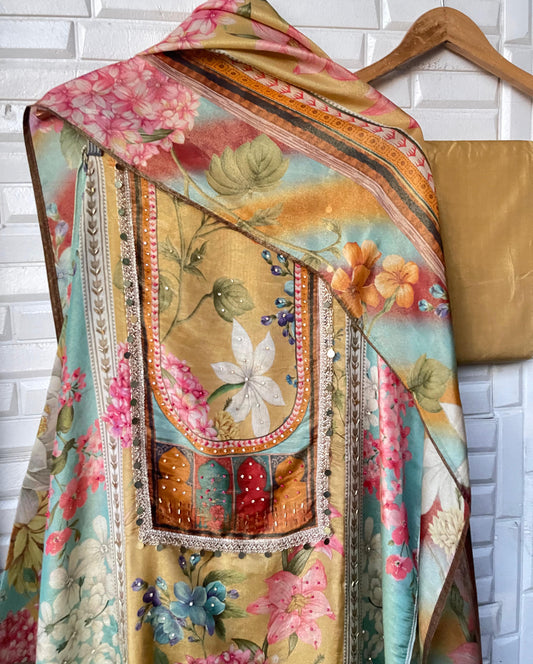 Shimmer silk unstitched ladies suit Rc17585