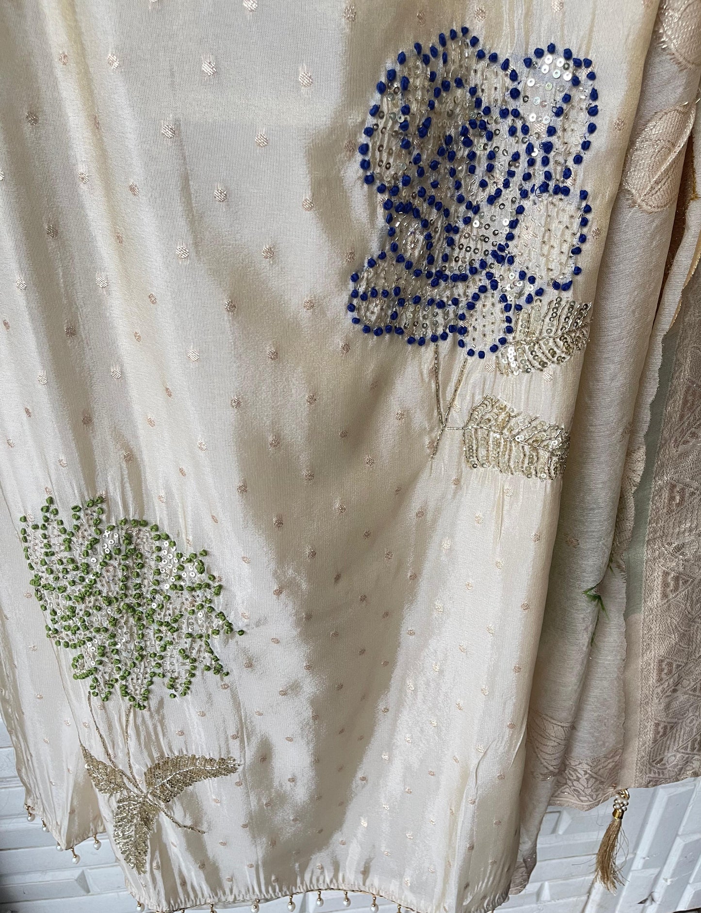 Banarasi shimmer silk unstitched ladies suit Rc17671