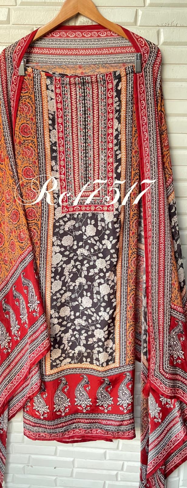 Crepe unstitched ladies suit Rc17517