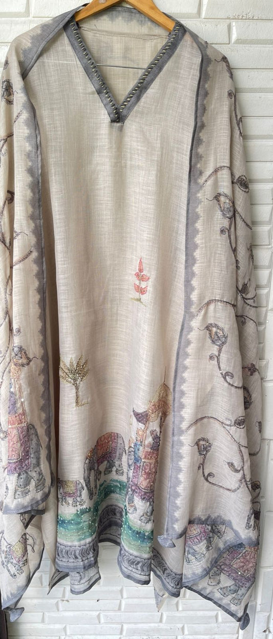 Pure linen unstitched ladies suit Rc17685 (a)