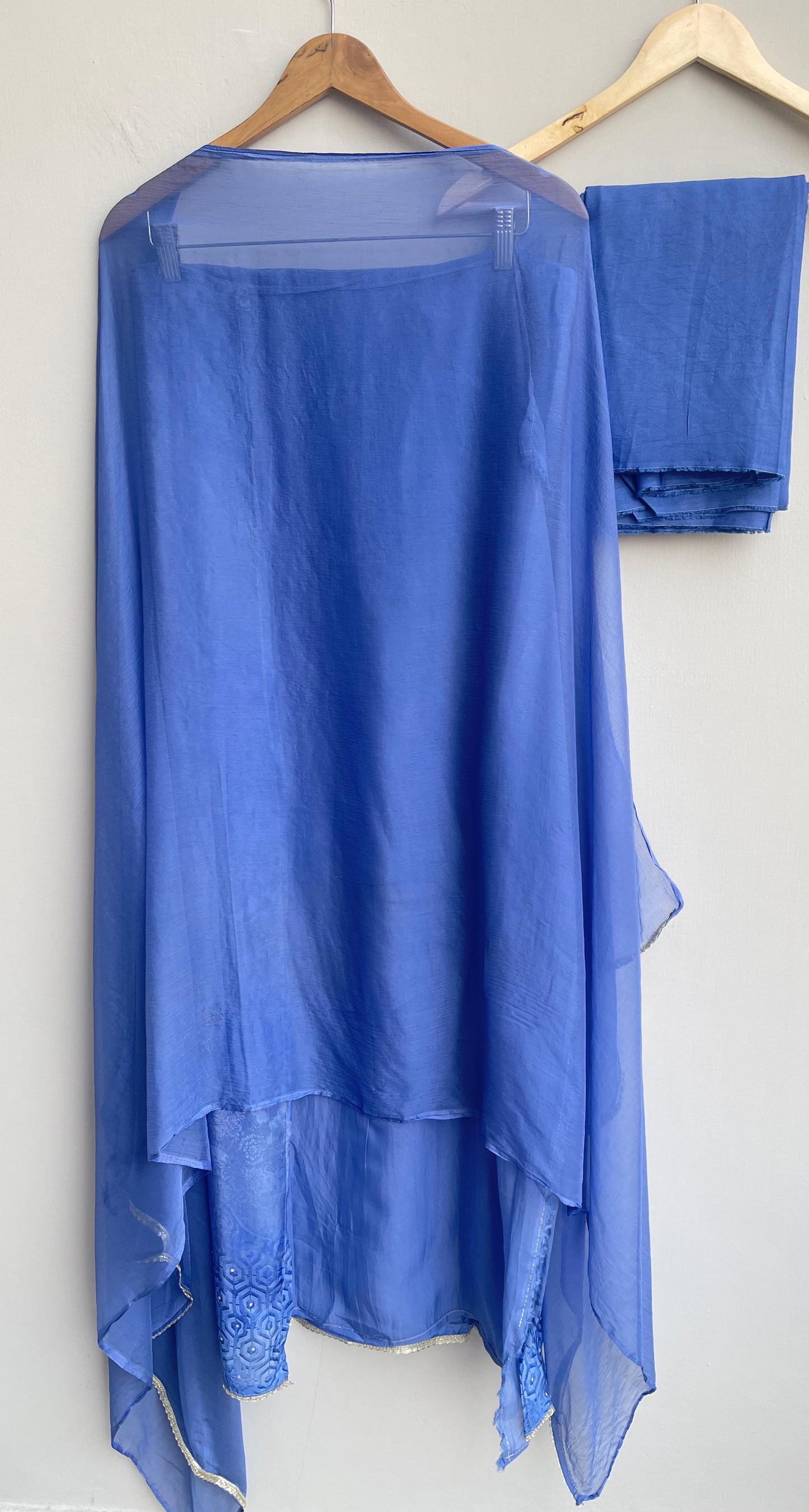 Self satin crepe unstitched ladies suit Rc17945