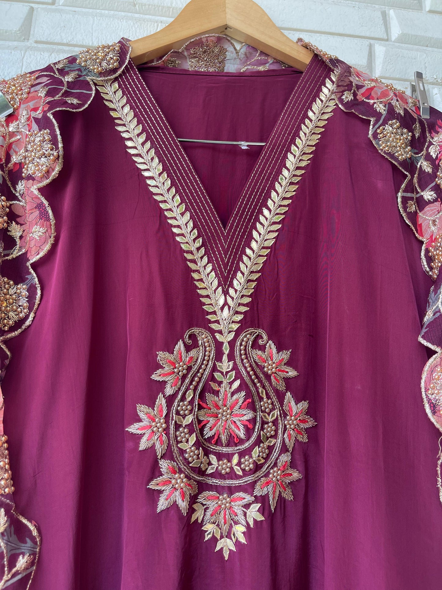 Crepe satin unstitched ladies suit Rc17681