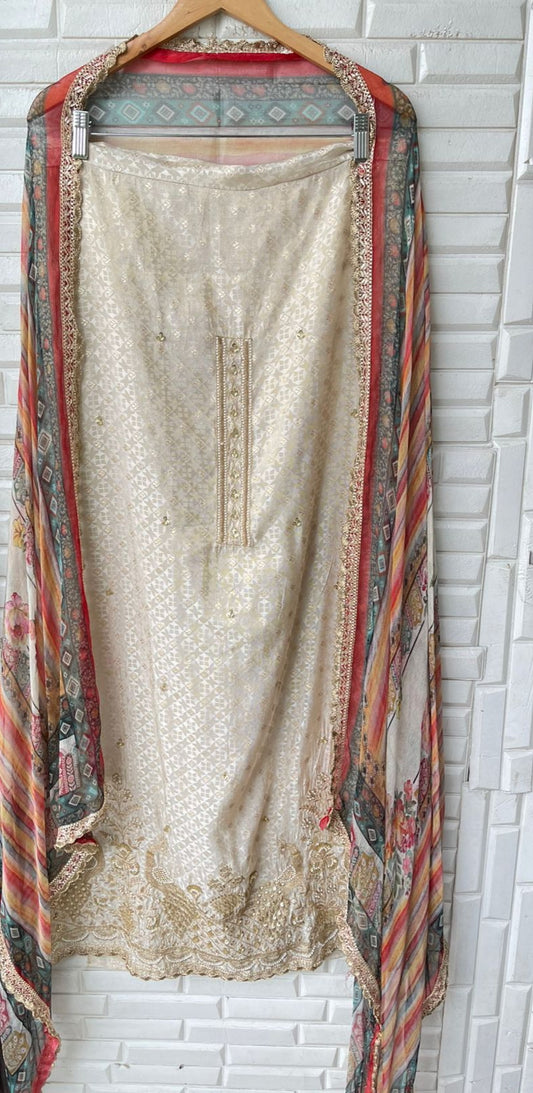 Banarasi silk unstitched ladies suit Rc17408