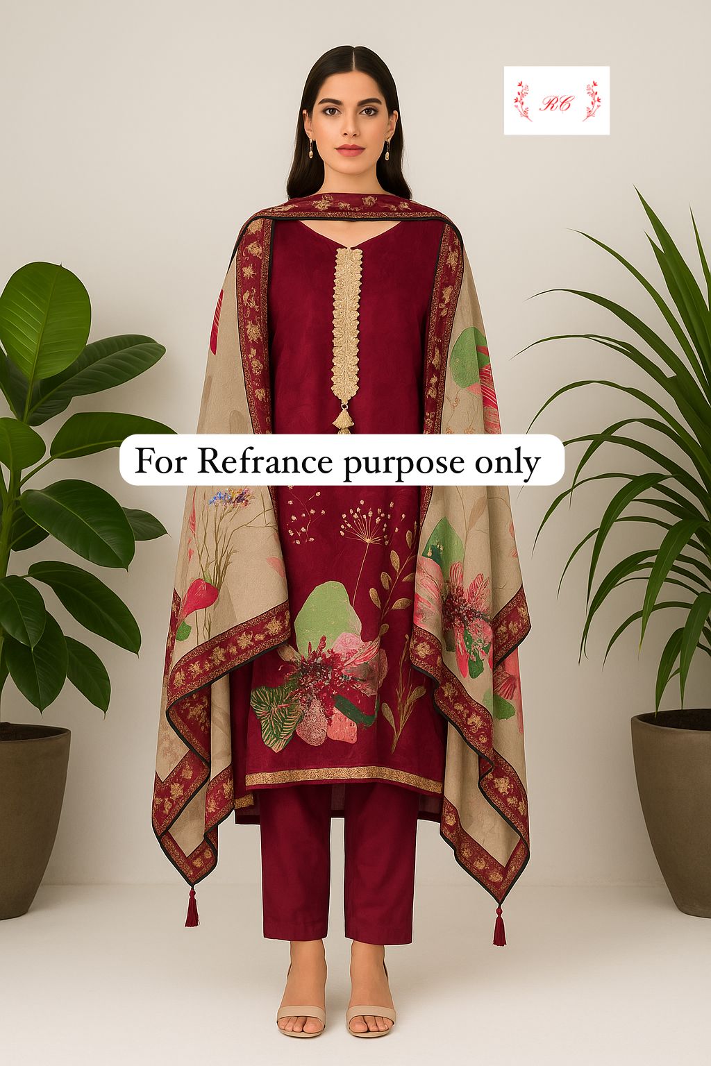 Muslin crepe unstitched ladies suit Rc17627