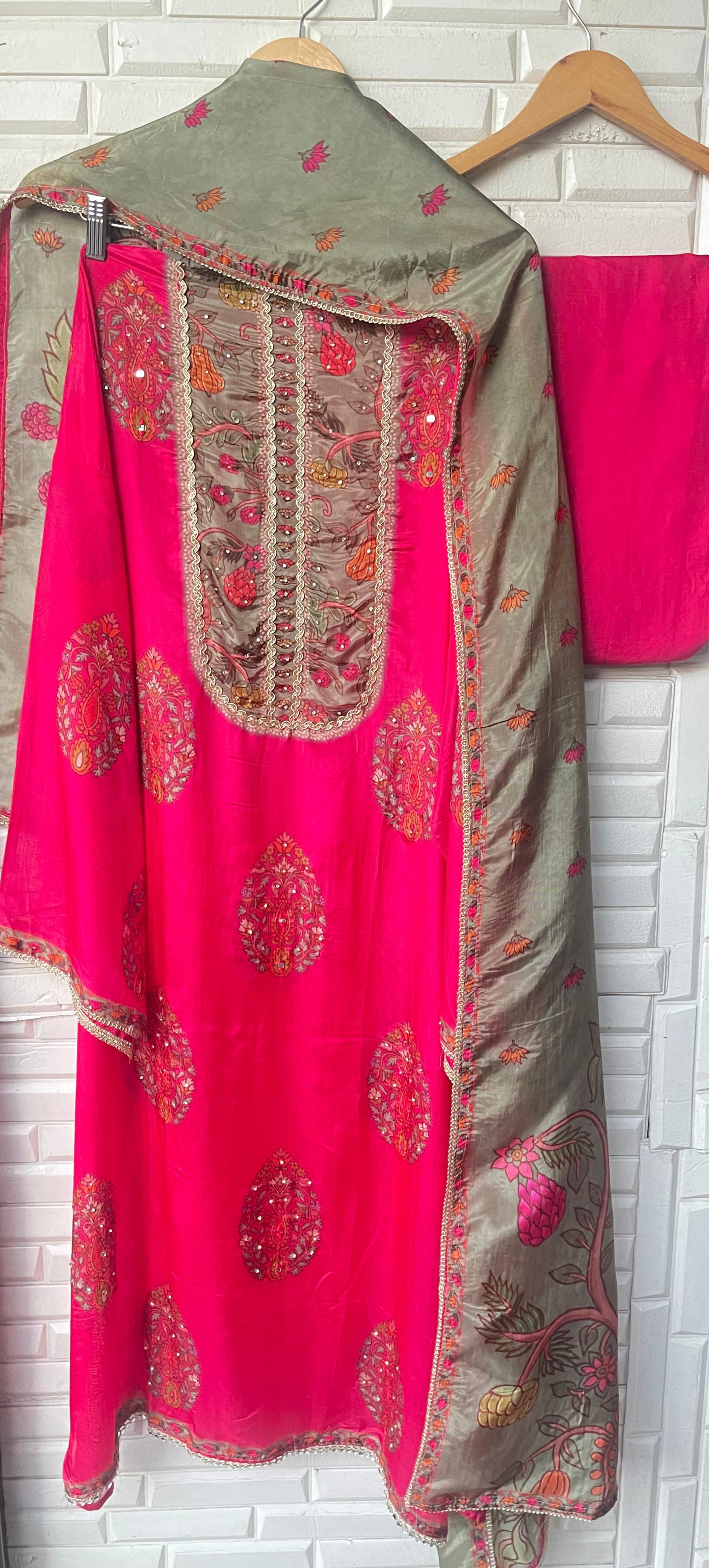 Glass organza unstitched ladies suit Rc17700 (b)