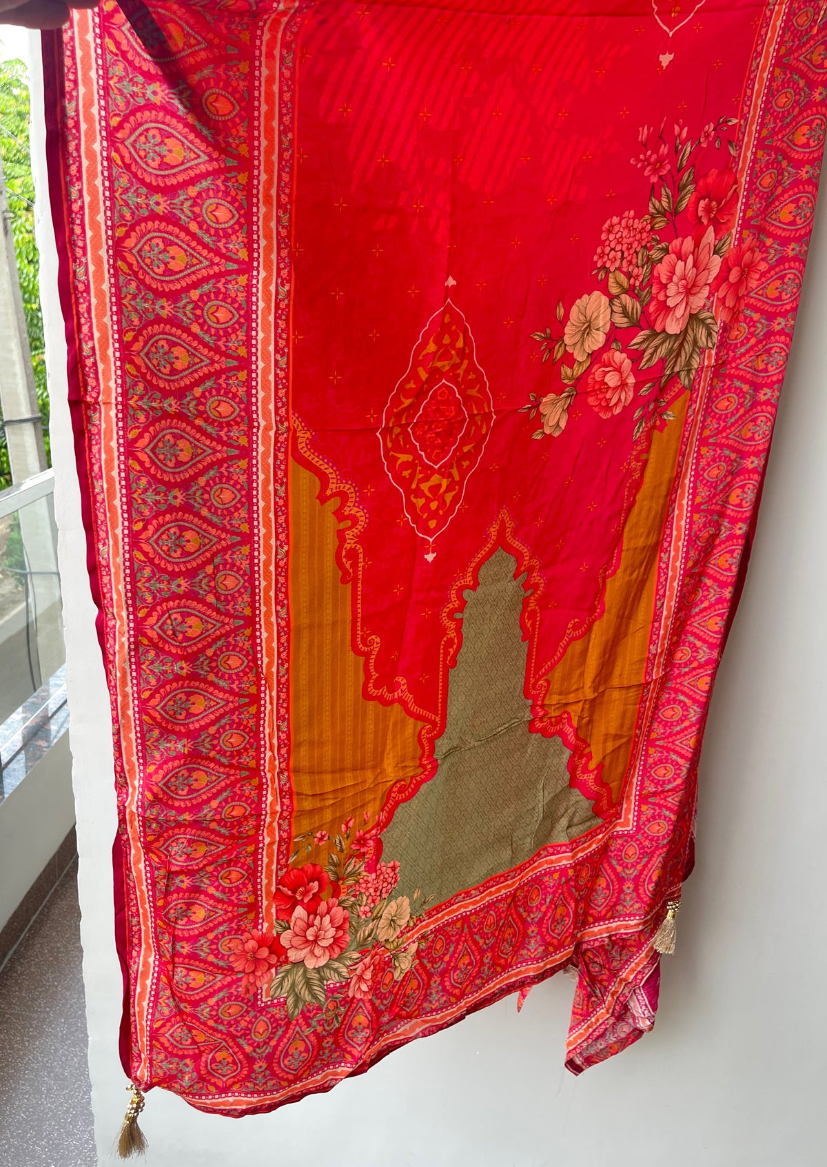Crepe Satin Printed Unstitched Designer Suit Set