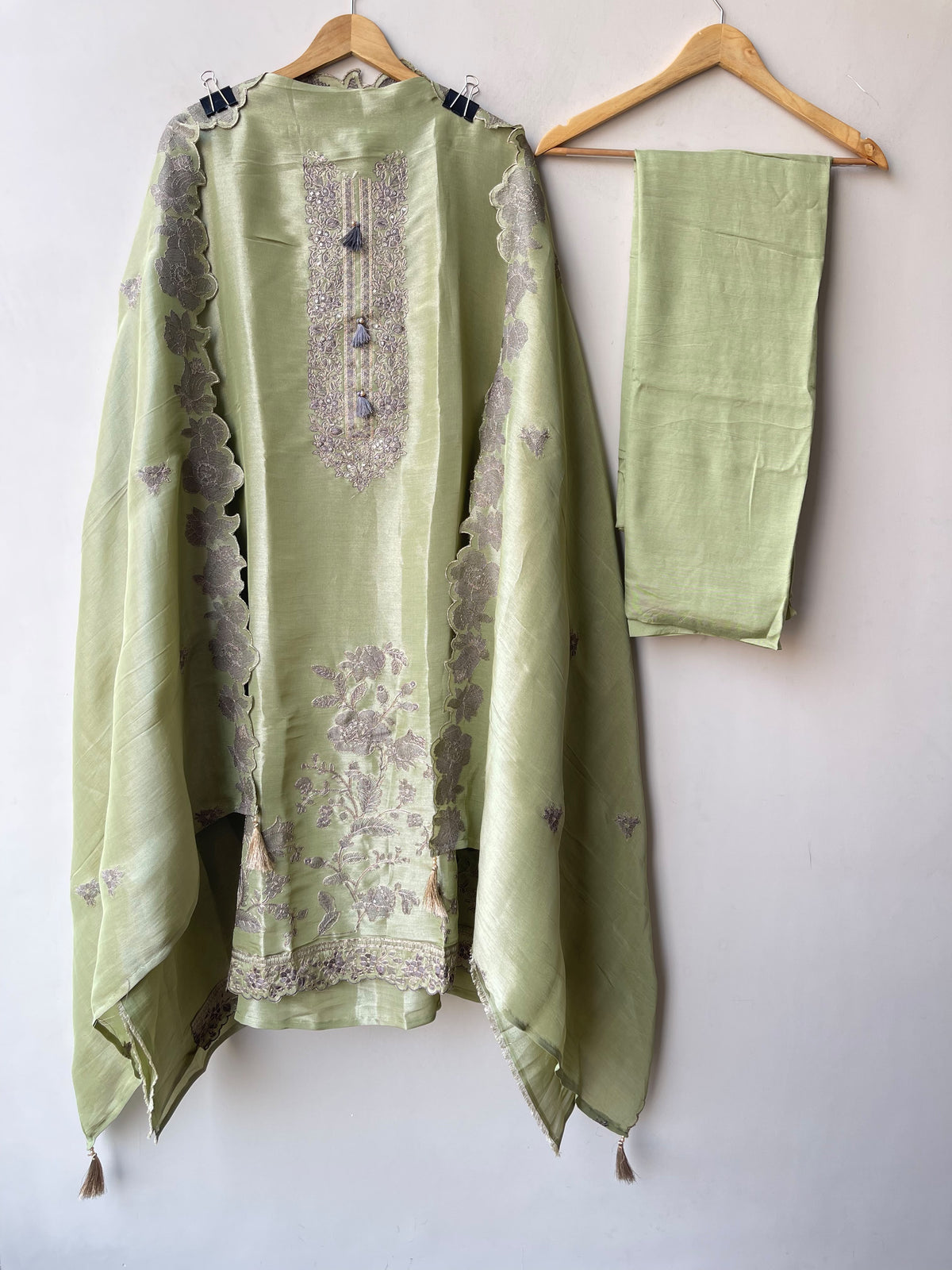 Premium Shimmer Silk Unstitched 3 Pcs Designer Suit Set
