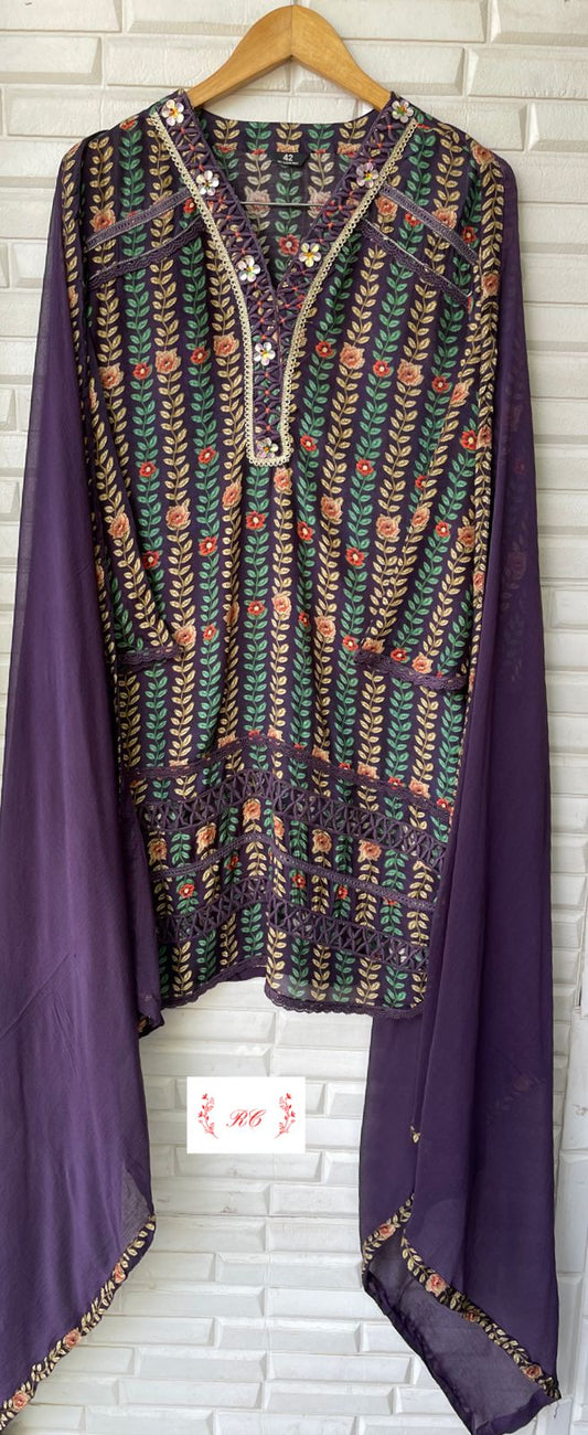 Muslin readymade ladies suit Rc 14445