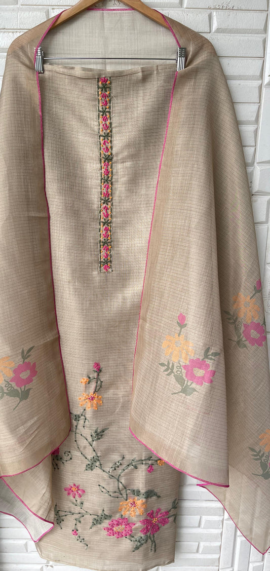 Tassar silk unstitched ladies suit Rc17407