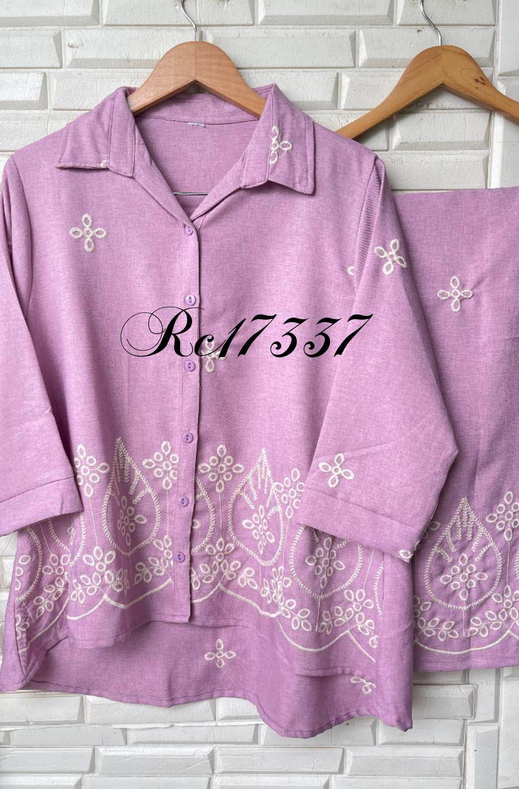 Cotton linen readymade ladies coord set Rc17337 (b)