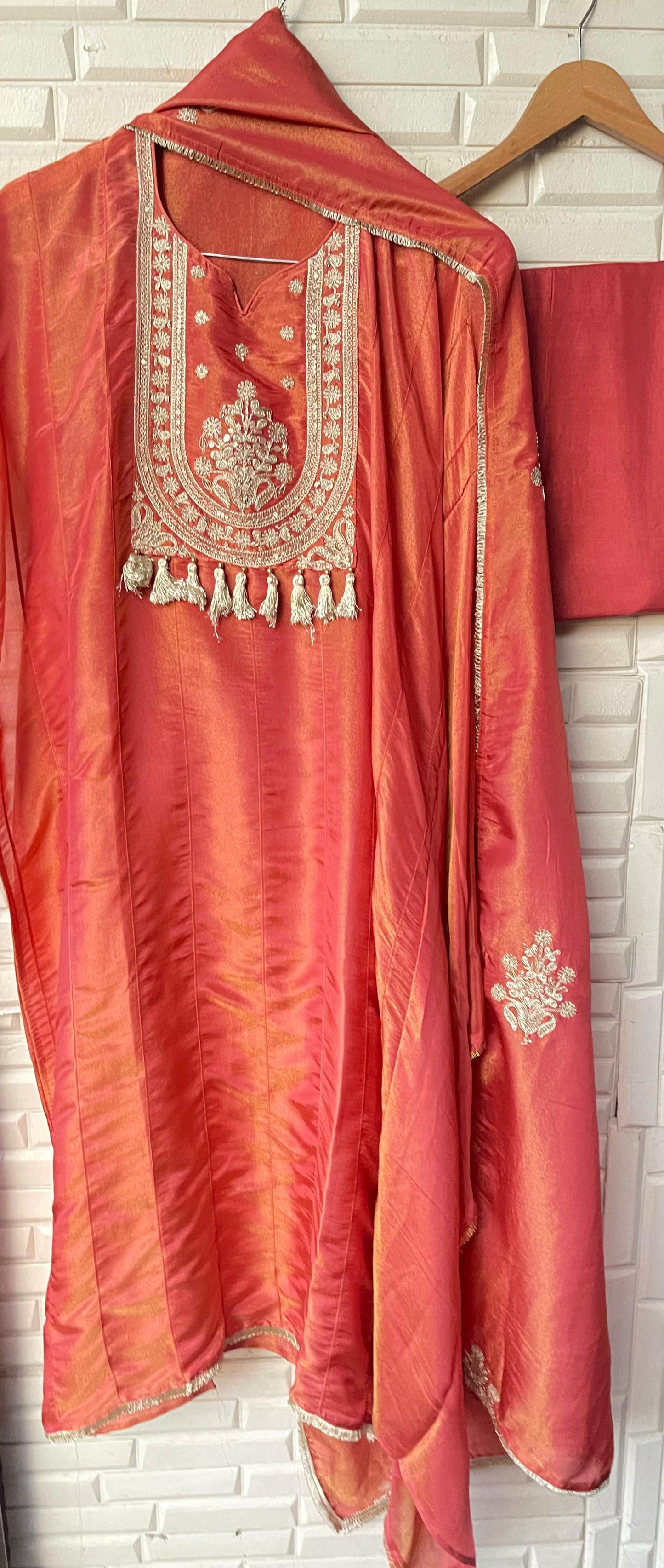 Shimmer silk semi stitched ladies suit Rc17533 (a)