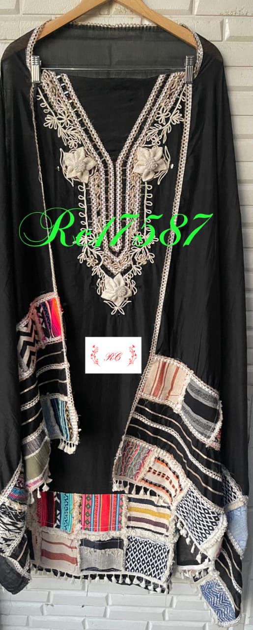 Mul chanderi unstitched ladies suit Rc17587
