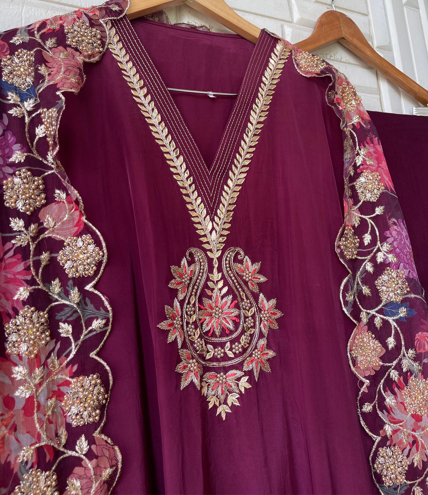 Crepe satin unstitched ladies suit Rc17681