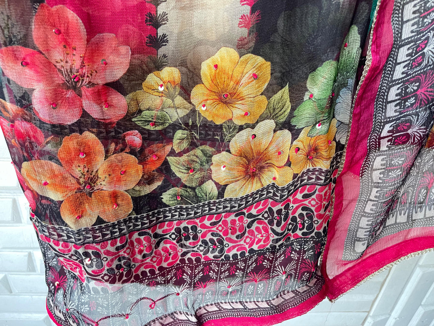 Muslin burberry printed unstitched ladies suit Rc17591
