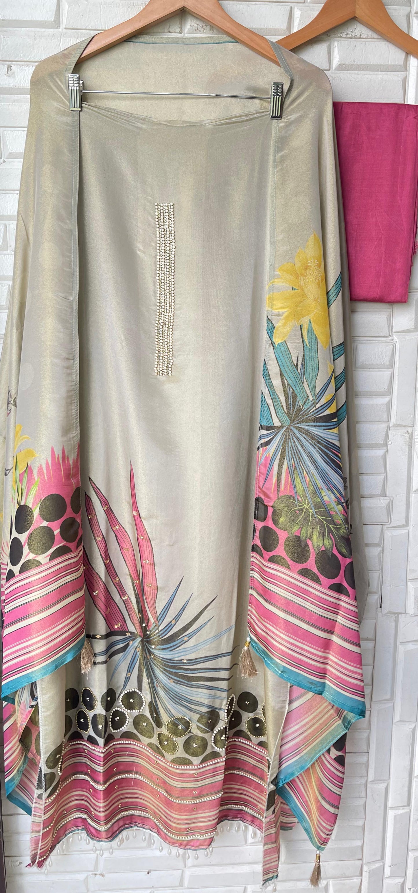 Shimmer silk unstitched ladies suit Rc17650