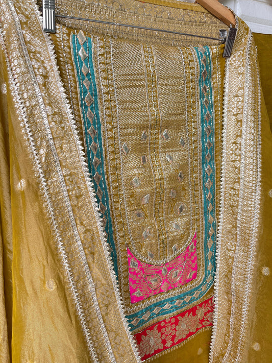 Banarasi shimmer silk unstitched ladies suit Rc17668 (a)