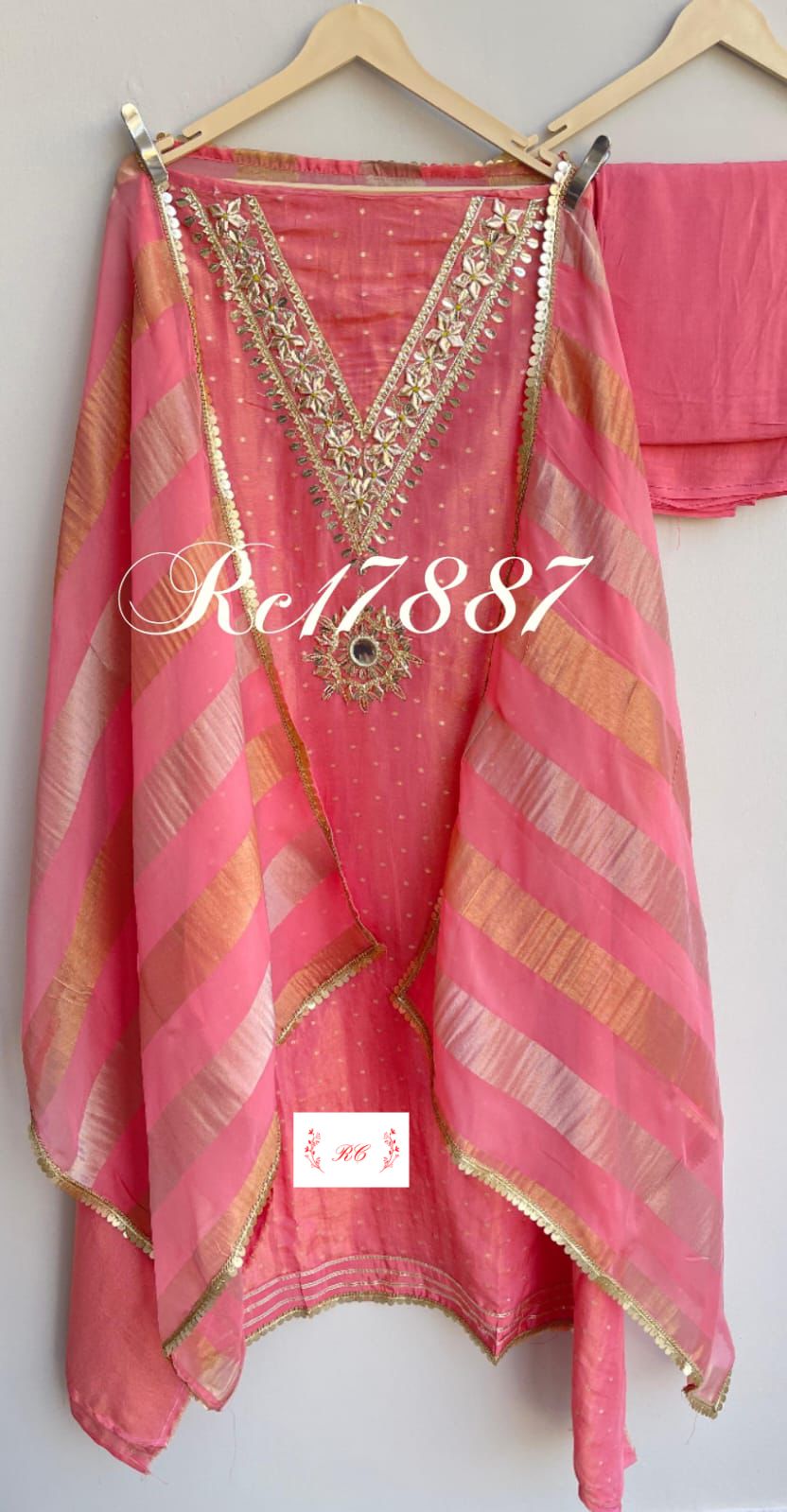 Banarasi shimmer silk unstitched ladies suit Rc17887