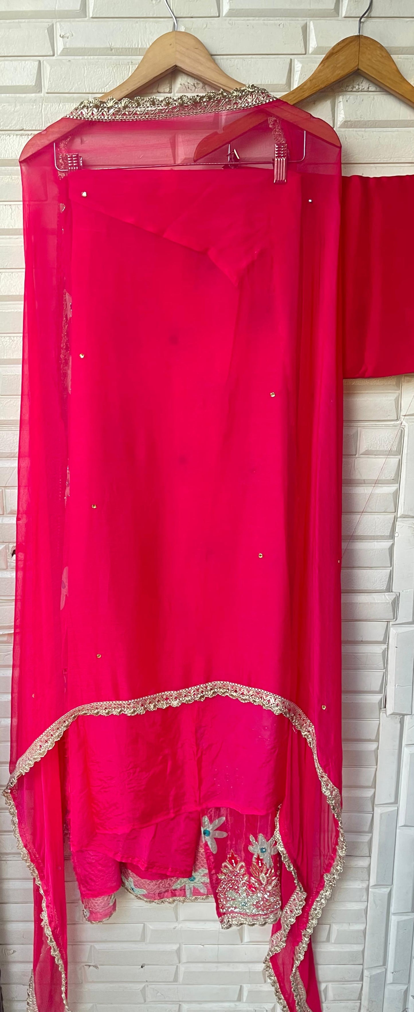 Glass organza unstitched ladies suit Rc17838