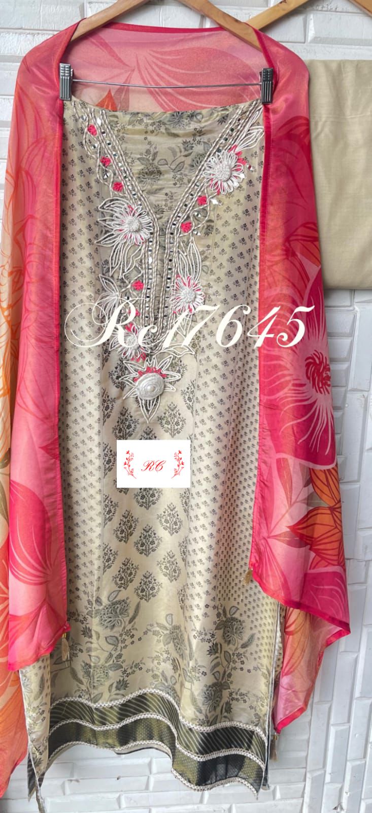 Shimmer silk unstitched ladies suit Rc17645