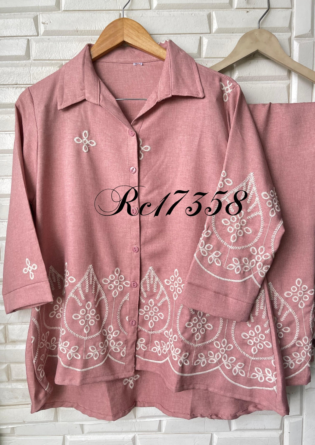 Cotton linen readymade ladies coord set Rc17358 (a)