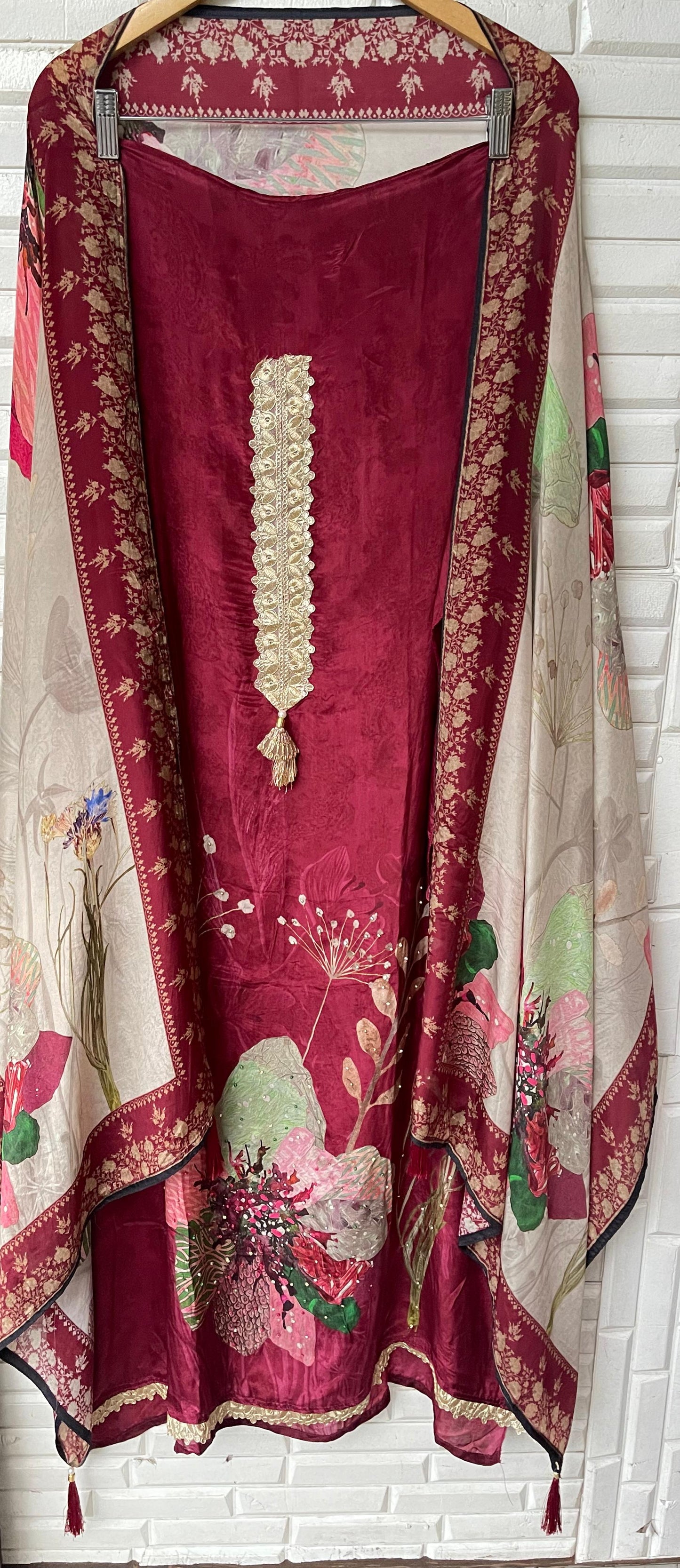 Muslin crepe unstitched ladies suit Rc17627