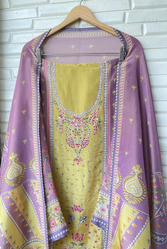 Shimmer Silk Unstitched Ladies suit Rc 15508