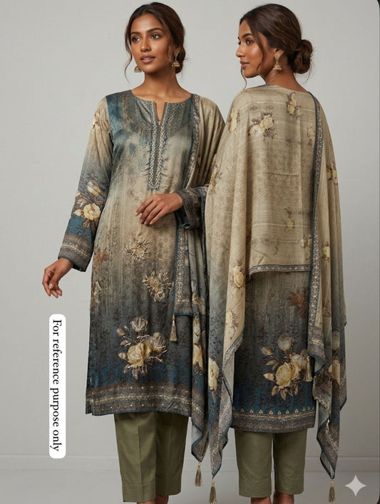 Muslin printed unstitched ladies suit Rc18738