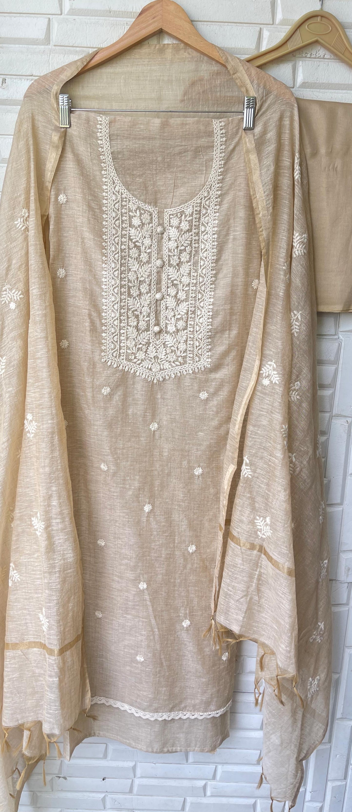 Cotton linen unstitched ladies suit Rc17509