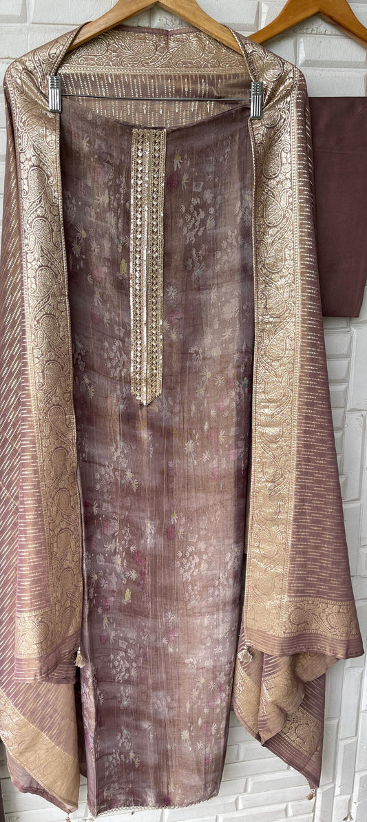 Banarasi shimmer silk unstitched ladies suit Rc17666 (b)