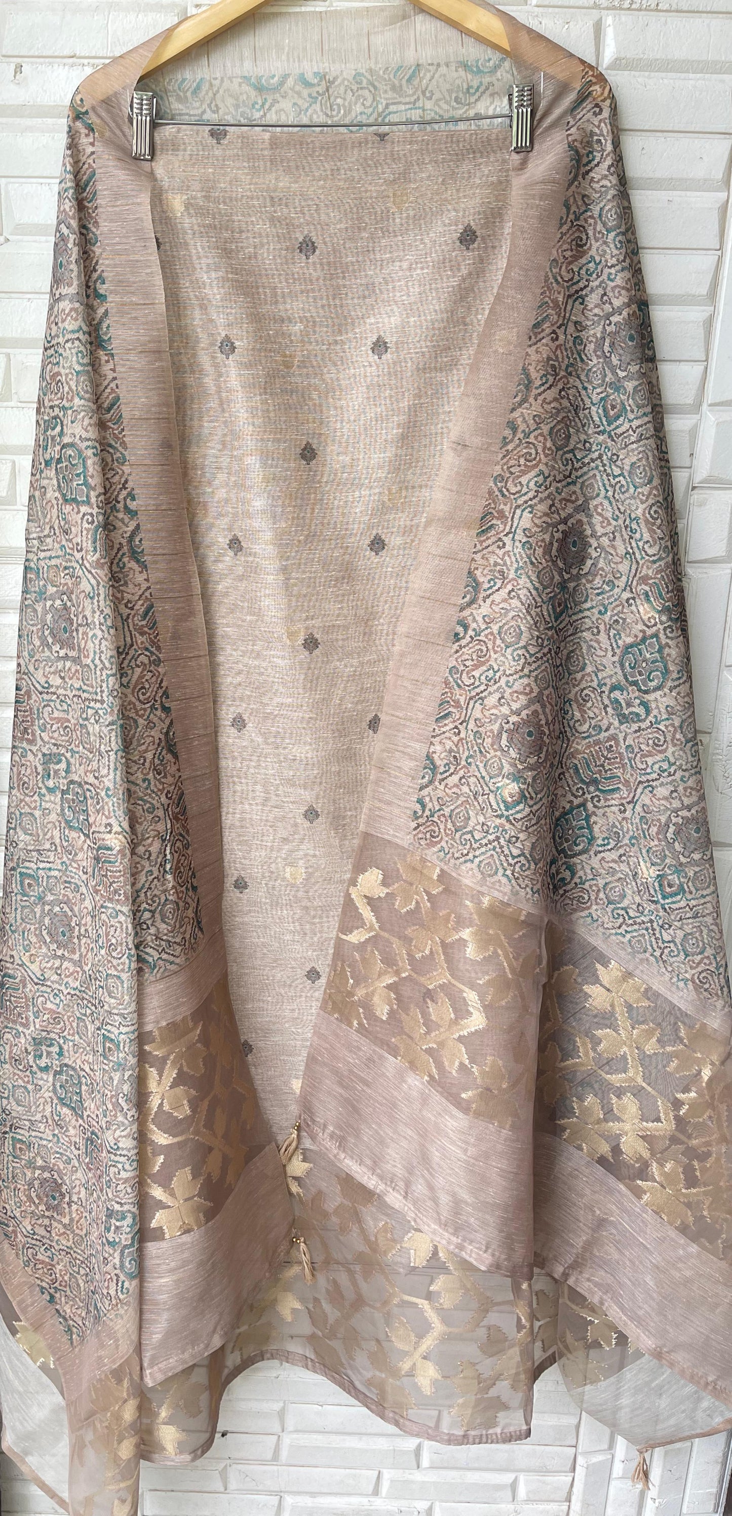 Banarasi linen silk unstitched ladies suit Rc17714