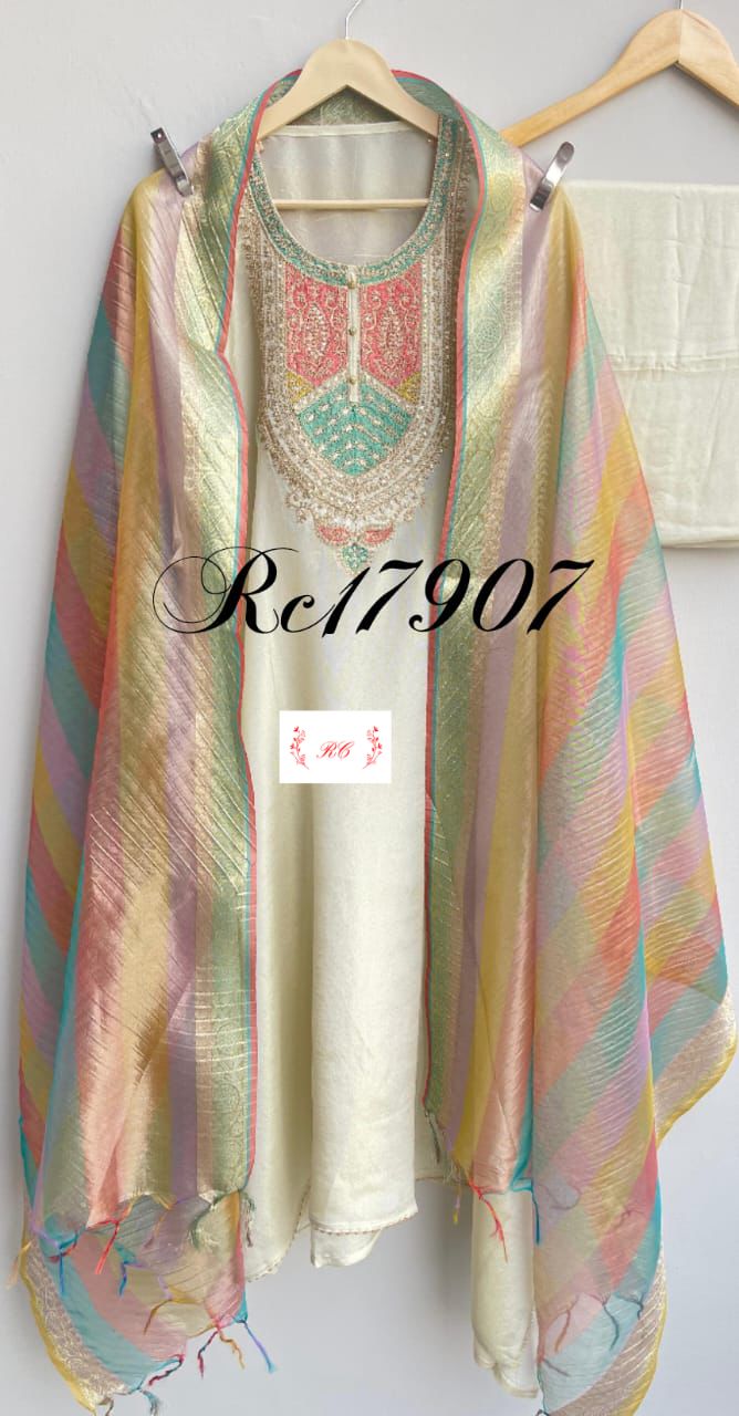 Shimmer silk unstitched ladies suit Rc17907