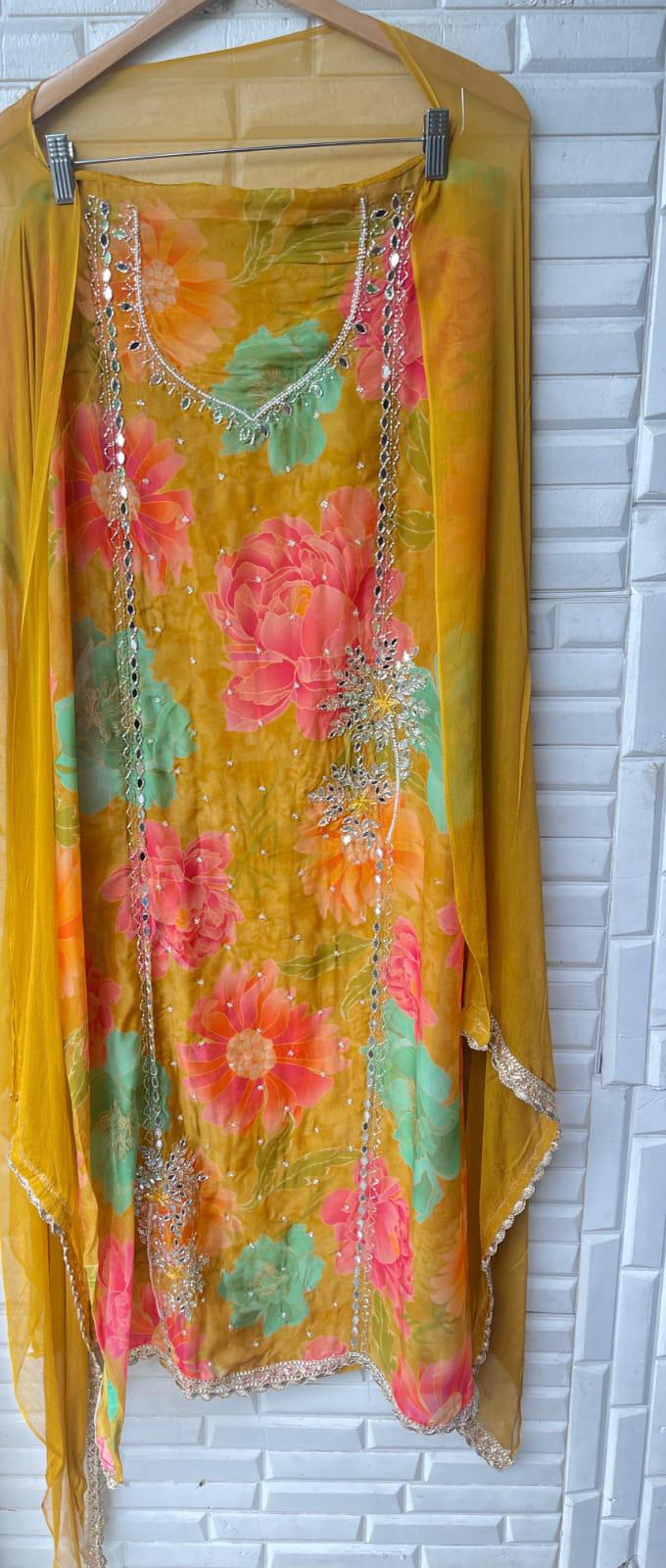 Organza Printed Unstitched Ladies suit Rc17244