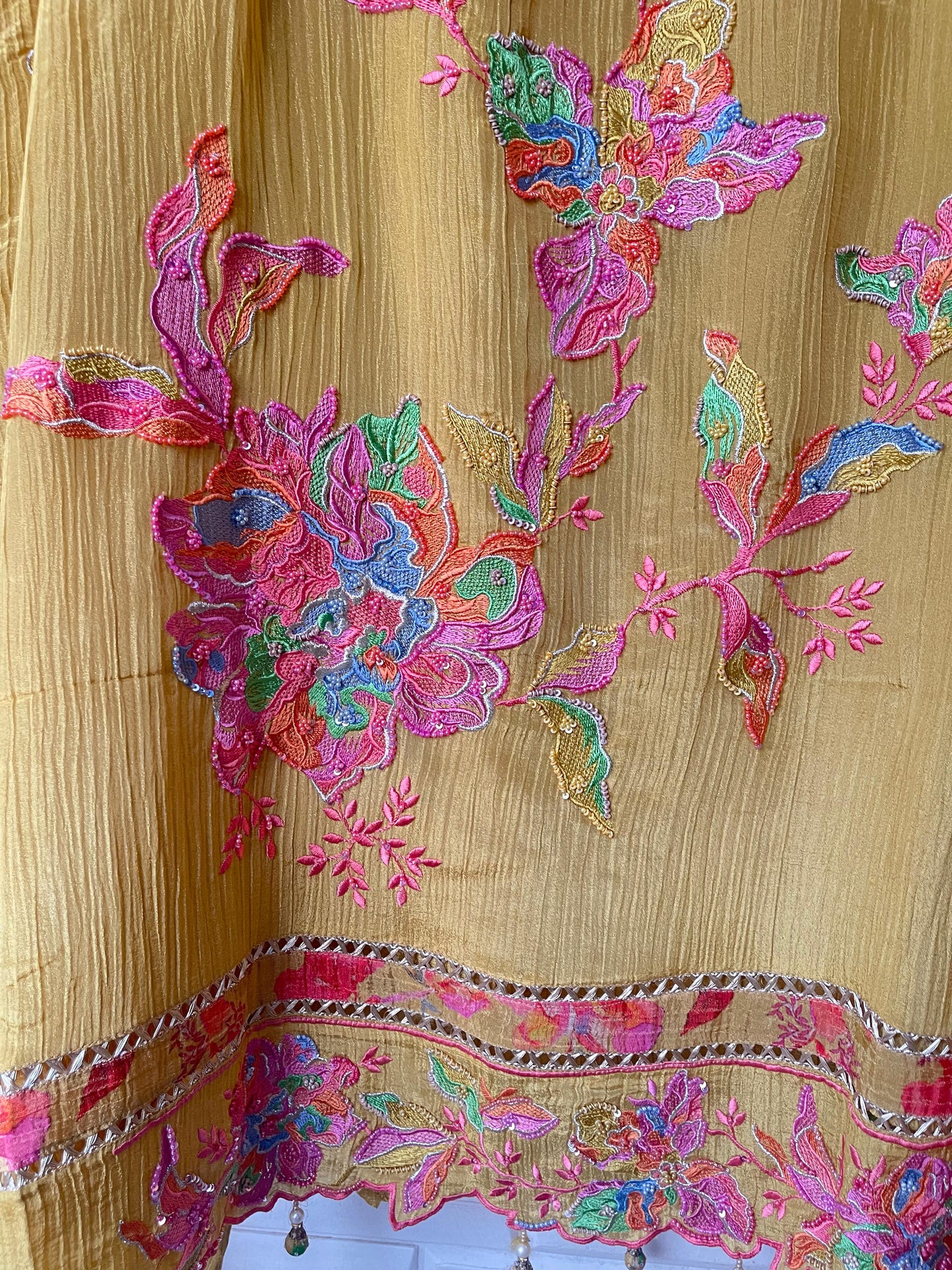 Pure crushed shimmer tissue silk unstitched ladies suit Rc17735