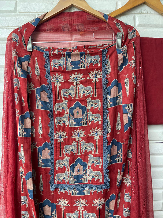 Self linen cotton unstitched ladies suit Rc17549 (a)