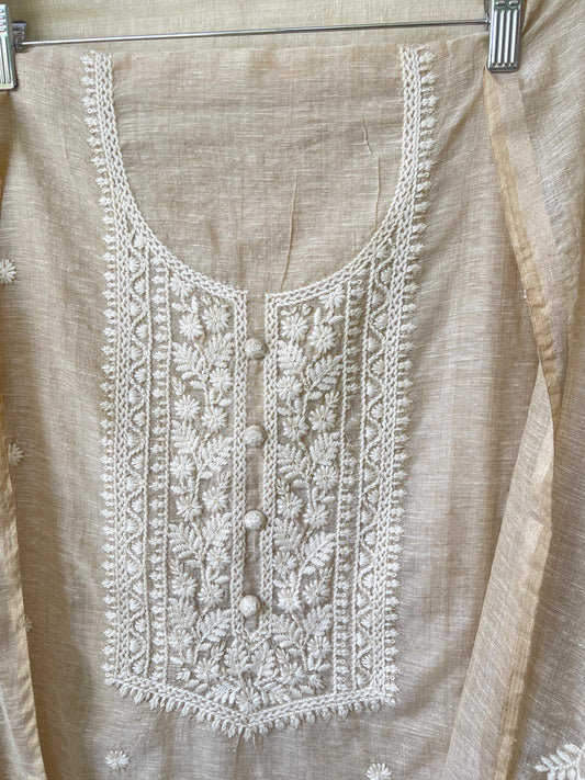 Cotton linen unstitched ladies suit Rc17509