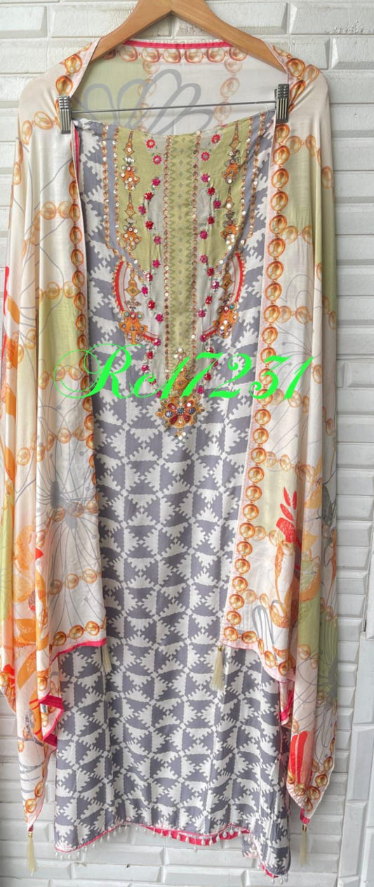 Muslin unstitched ladies suit Rc17231