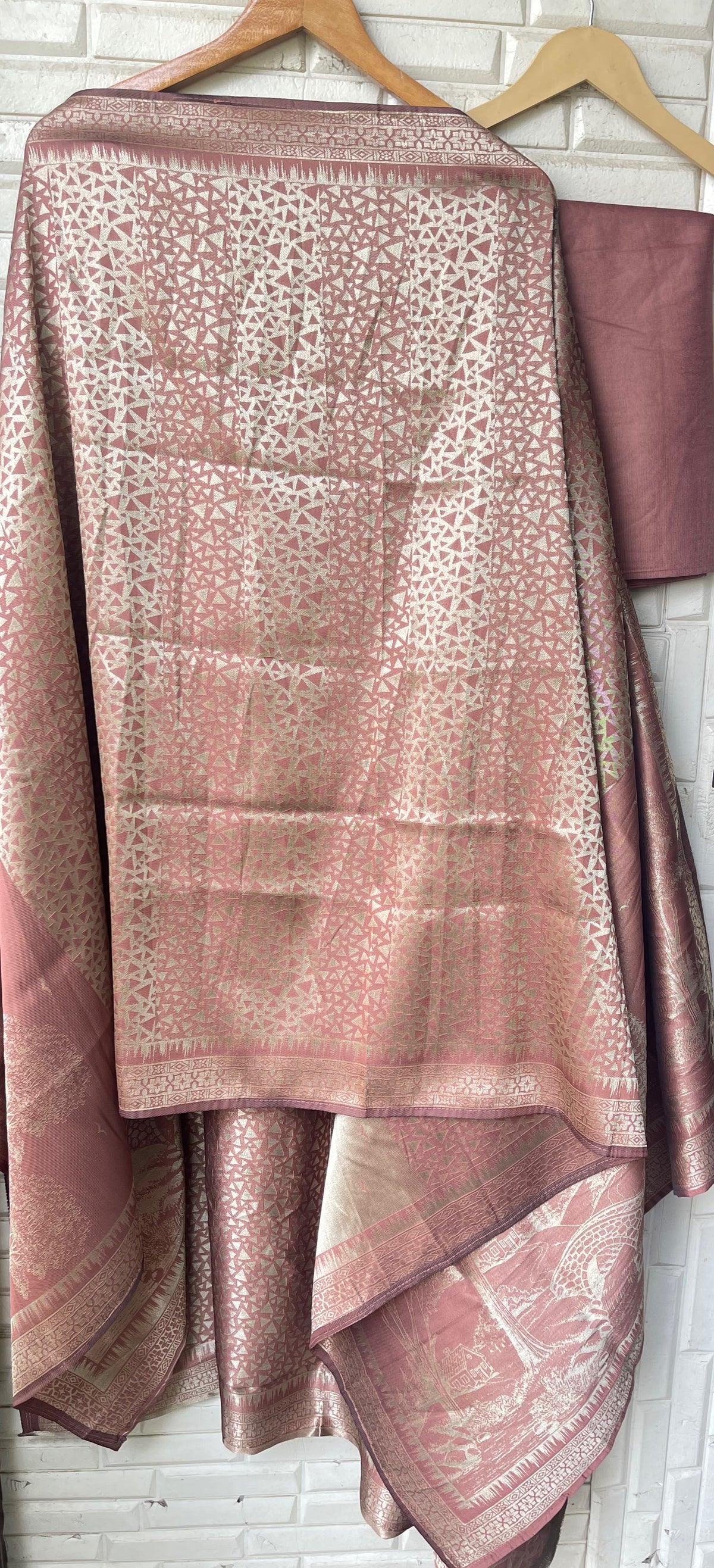Premium Shimmer Giraffe silk woven Unstitched Designer Suit Set
