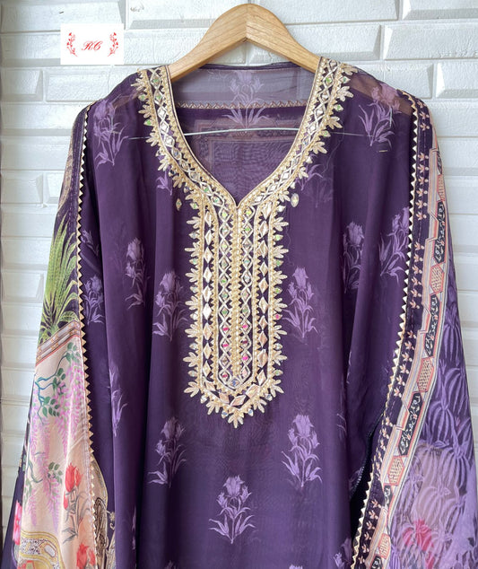 Organza unstitched ladies suit Rc15161