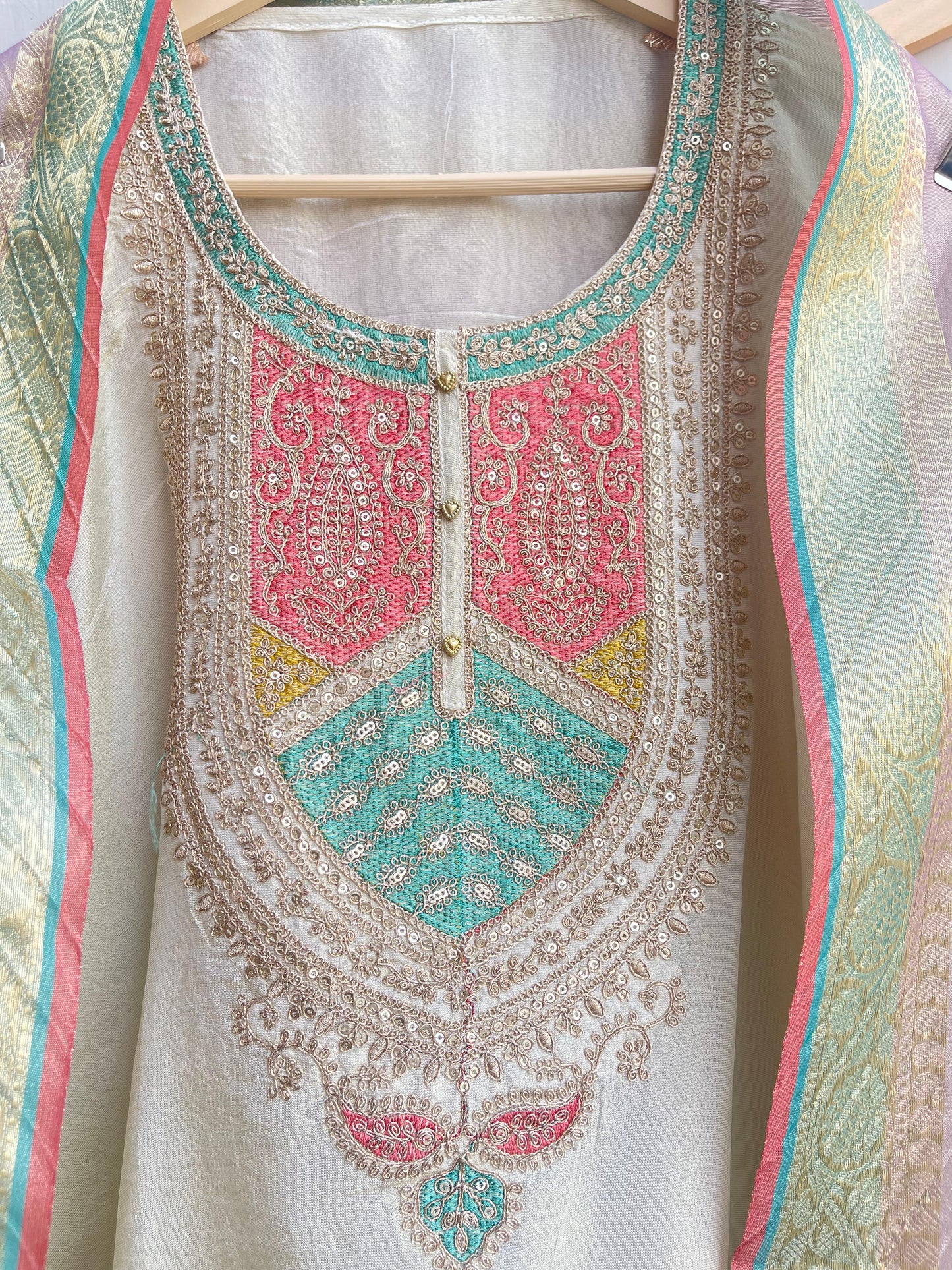 Shimmer silk unstitched ladies suit Rc17907