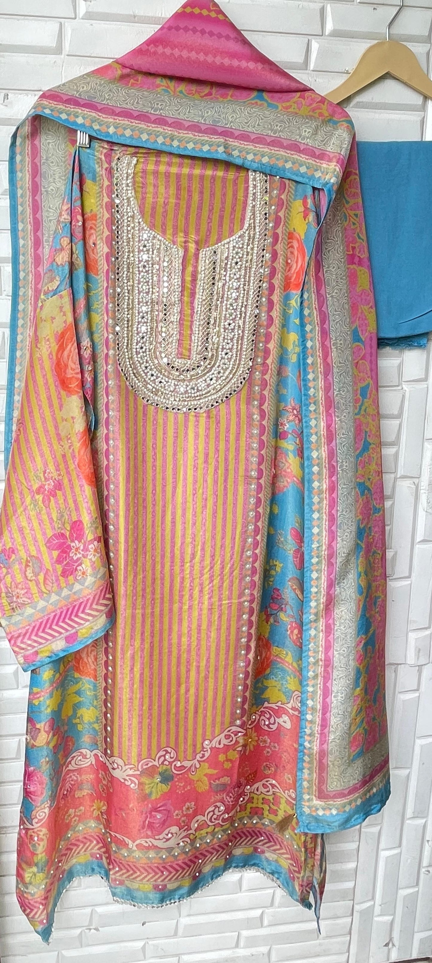 Shimmer silk unstitched ladies suit Rc17344