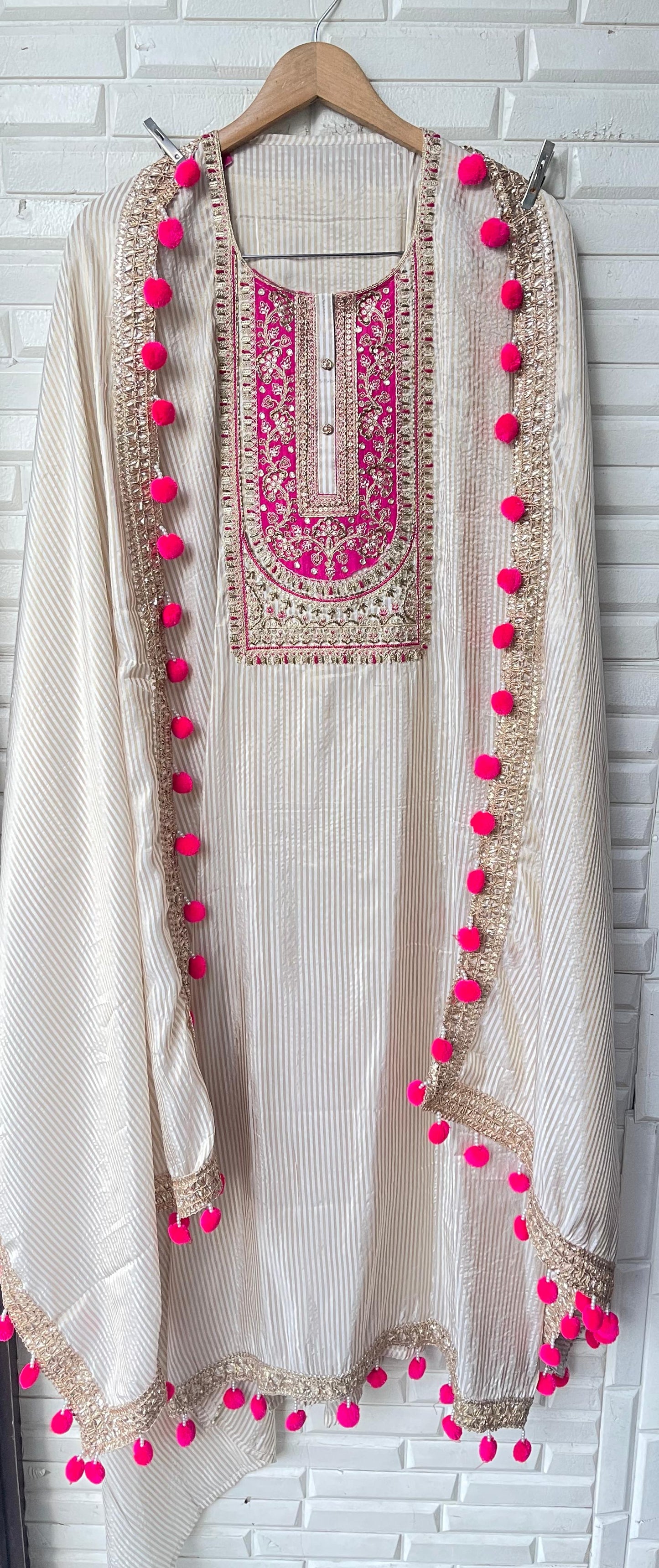 Banarasi shimmer silk unstitched ladies suit Rc17638