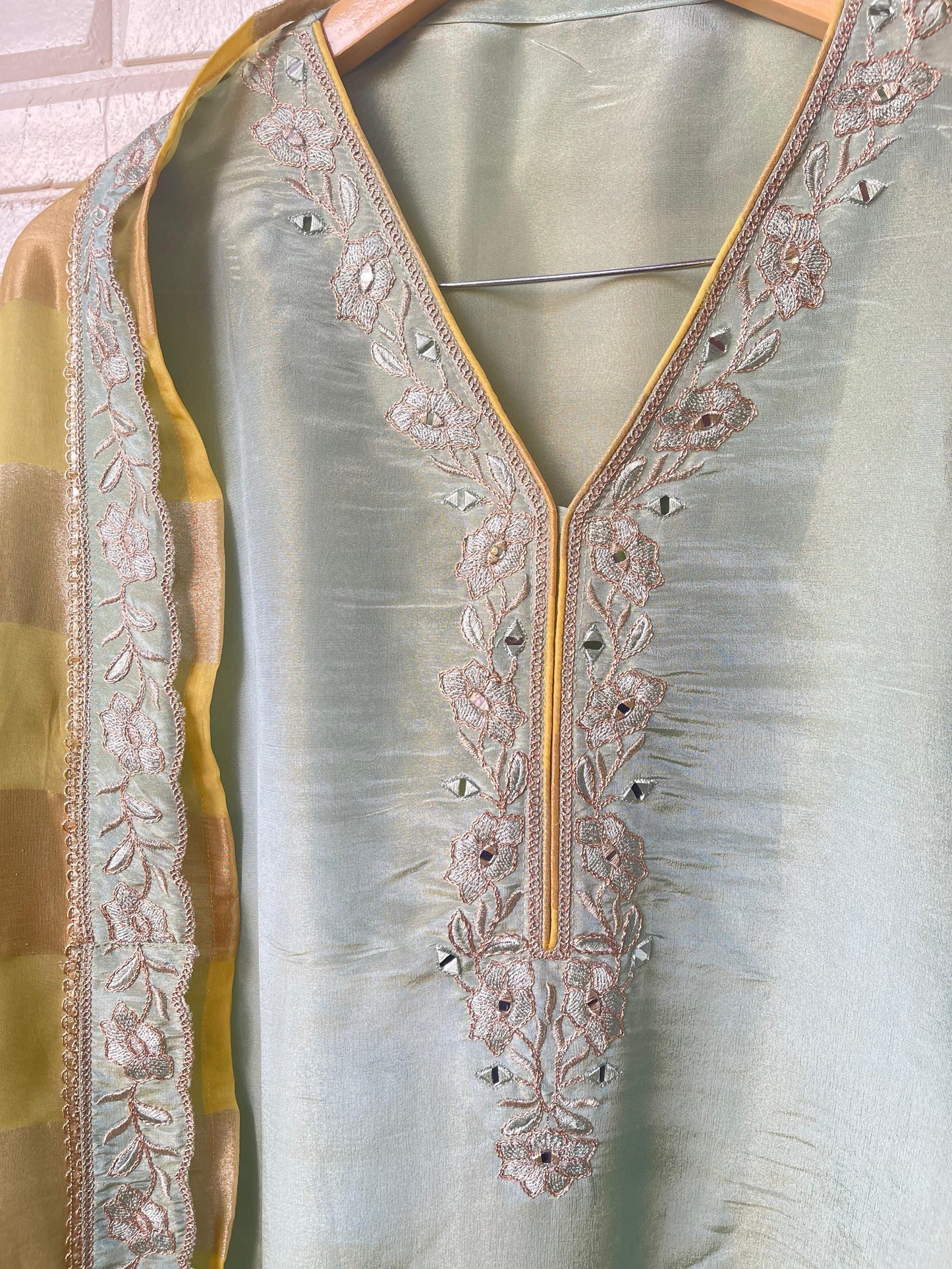 Shimmer silk unstitched ladies suit Rc17828