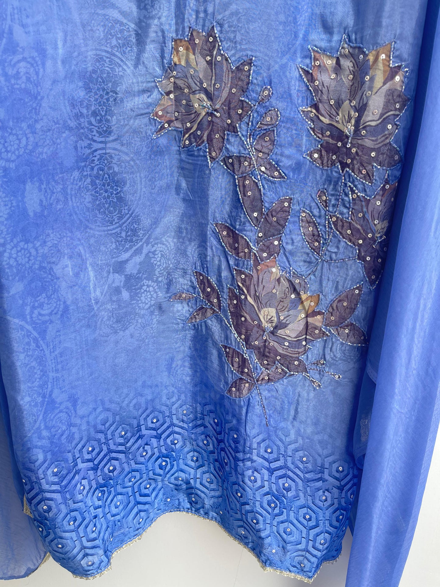 Self satin crepe unstitched ladies suit Rc17945